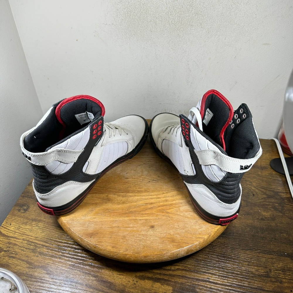 Supra Skytop Muska 001 Chad Mens White Black Red Skate Shoes S18184 Size 9.5 - Picture 7 of 8